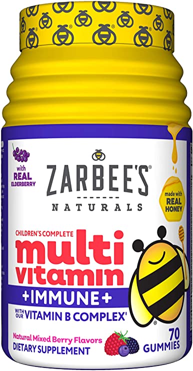 Photo 1 of Zarbee's Complete Kids Multivitamin Gummies + Immune Support, Children Vitamins Gummy with Vitamin A, C, D3, E, B6, B12, Folic Acid & Total B-Complex, 70 Count, EXP 07/2022