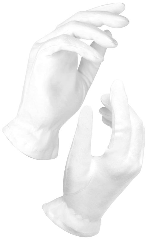 Photo 1 of White Gloves Large (10 pair) - Cotton Gloves for Eczema, Cotton Gloves for Dry Hands, White Cotton Gloves for Women, Spa Glove, Lotion Glove, Sleeping Glove
