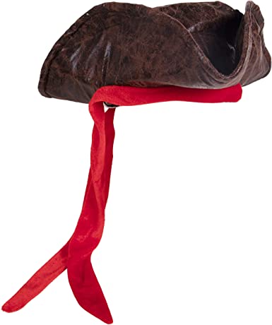 Photo 1 of Kangaroo Brown Leatherette Tri-fold Caribbean Pirate Hat, Jack
