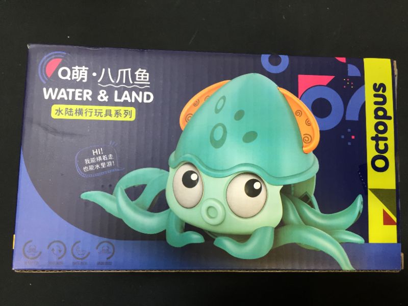Photo 2 of xinghaikuajing Children's Octopus Toys Water and Land Dual-use Pull-line Octopus Water Bath Baby Bathroom Crawl Crab (LightGreen)
