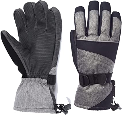 Photo 1 of HighLoong Men Ski Snowboard Gloves with Waterproof and Thinsulate for Cold Winter-Black (large) 
