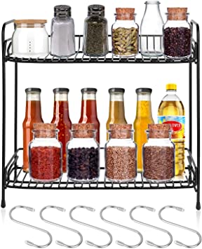 Photo 1 of DOOPO Spice Rack Organizer 2-Tier with Hook Spice Shelf Holder Standing Counter Storage, Countertop Organizer, Organization and Storage For Kitchen Bathroom
