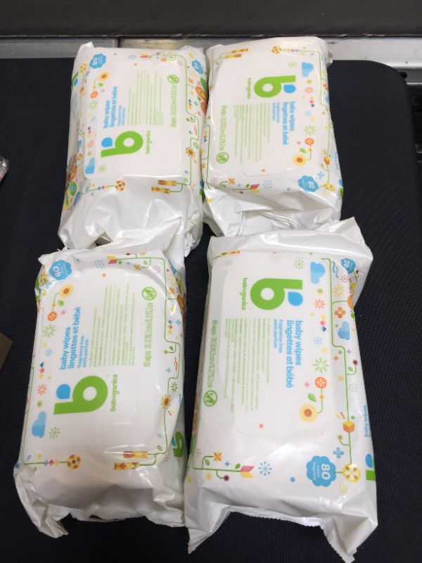 Photo 1 of Baby Wipes, Babyganics Unscented Diaper Wipes, (4 Packs of 80), Non-Allergenic and formulated with Plant Derived Ingredients