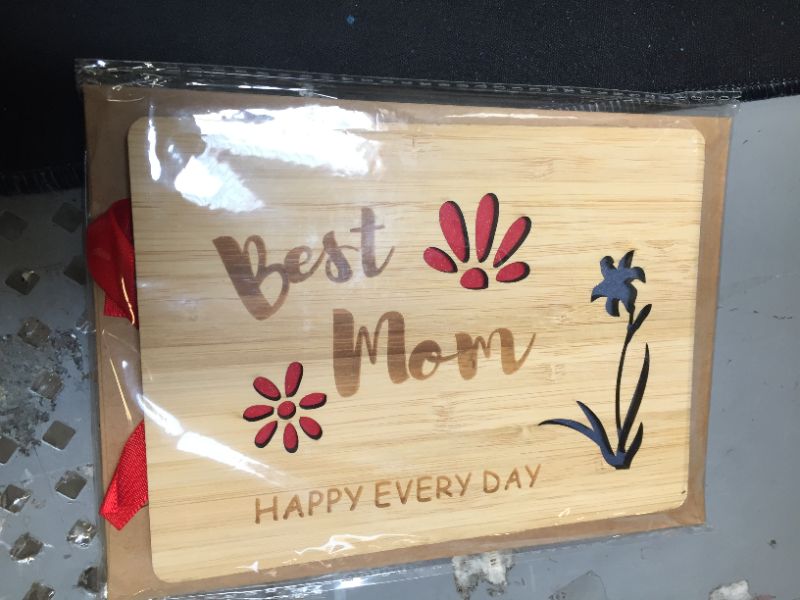 Photo 2 of ABETER Mothers Day Card Bamboo Wooden Greeting Cards, Mom Gifts from Daughters, Son, Keepsake Happy Birthday Or Anniversary Card Size 4.2 x 6 Inch
