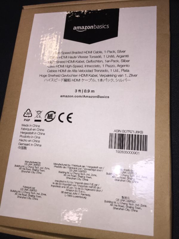 Photo 1 of Amazon Basics 10.2 Gbps High-Speed 4K HDMI Cable with Braided Cord, 3-Foot, Silver
