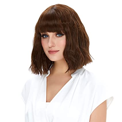 Photo 1 of STfantasy Bob Wigs for Women Curly with Bangs Wavy Shoulder Length Hair for Lady Costume Cosplay Daily
