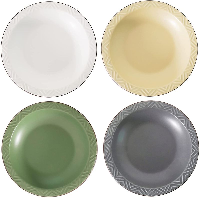 Photo 1 of Deouss Stoneware Ceramic SoupPasta Plate 8.5inches, Pasta Bowls 16 Ounce , Ceramic Salad Bowl Set,Wide Rim Pasta Plates, Shallow Pasta Bowl for Kitchen - Microwave and Dishwasher Safe, Set of 4

