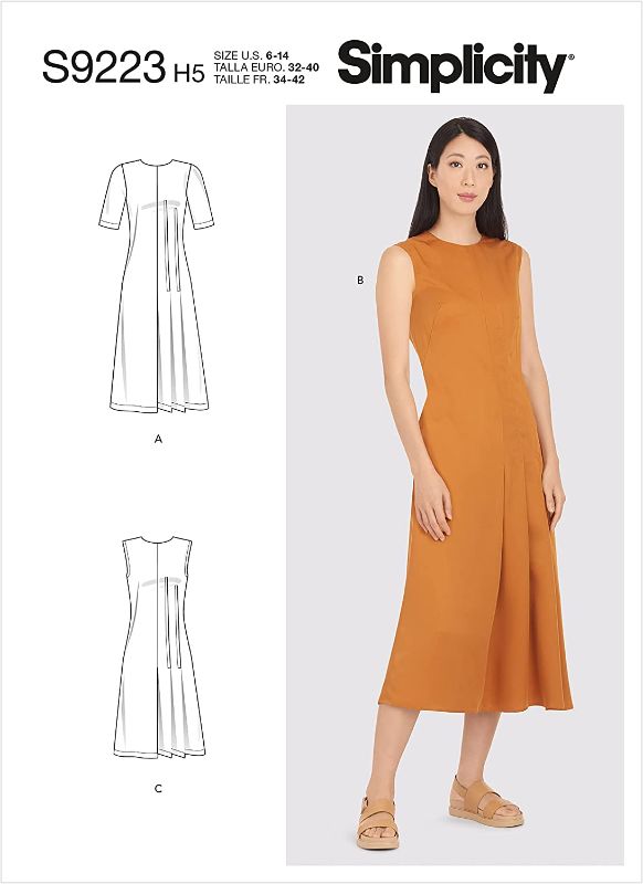 Photo 1 of Simplicity SS9223U5 Misses' Asymmetric Pleated Dress Sewing Pattern Kit, Design Code S9223, Sizes 16-24
