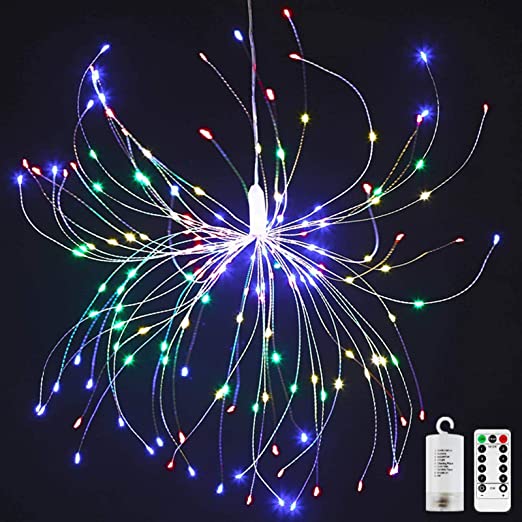 Photo 1 of SUNSET Firework Lights -150 LED Starburst Lights Copper Wire Lights Battery Hanging Christmas Lights 8-Mode-Shift Fairy Lights with Remote for Party Patio Bedroom Decoration?Four Color,2-Pack?
