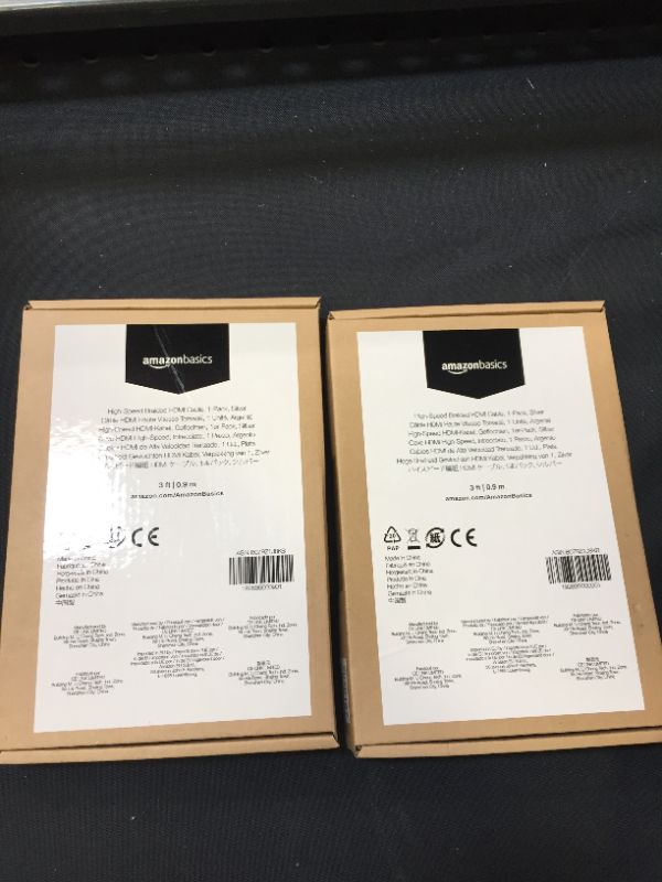 Photo 1 of Amazon Basics 10.2 Gbps High-Speed 4K HDMI Cable with Braided Cord, 3-Foot, Silver ----- 2 PACK 
