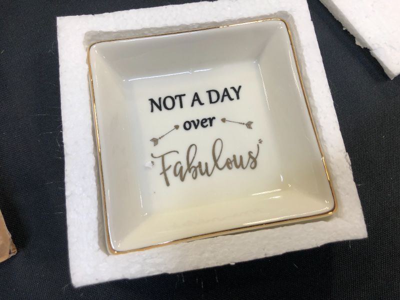 Photo 2 of Not A Day Over Fabulous Ceramic Jewelry Dish Gifts for Women, Funny Birthday Gifts Ideas for Her, Friend, Mom, Grandma, Wife
