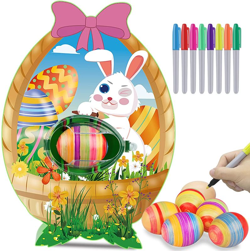 Photo 1 of  Easter Egg Decorator Kit - Arts and Crafts Set - Includes Egg Decorating Spinner and 8 Colorful Quick Drying Non Toxic Markers