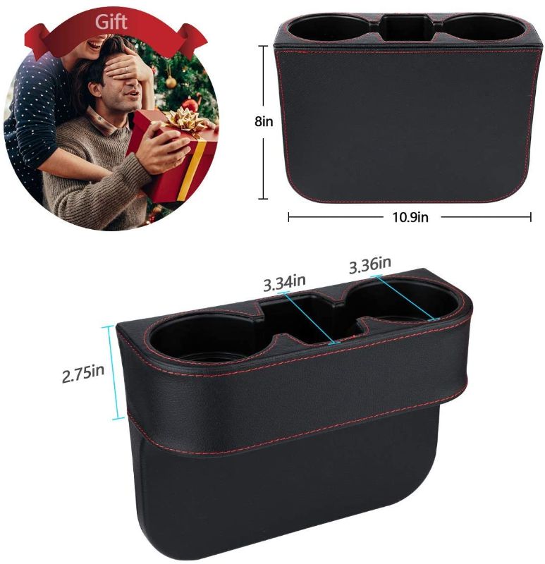 Photo 1 of AutoChoice Premium Car Seat Organizer with Leather Cover, Center Console Storage Box with Cup Holder
