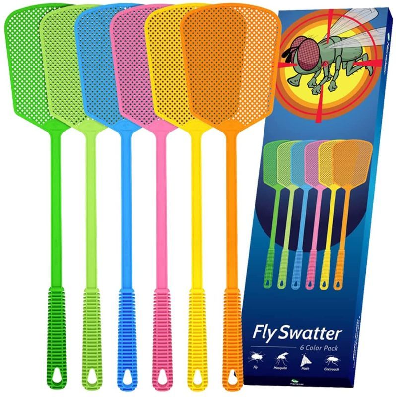 Photo 1 of Kensizer 6-Pack Plastic Fly Swatters Heavy Duty, Multi Pack Matamoscas, Long Handle Fly Swat Shatter Bulk, Large Bug Swatter That Work for Indoor and Outdoor
