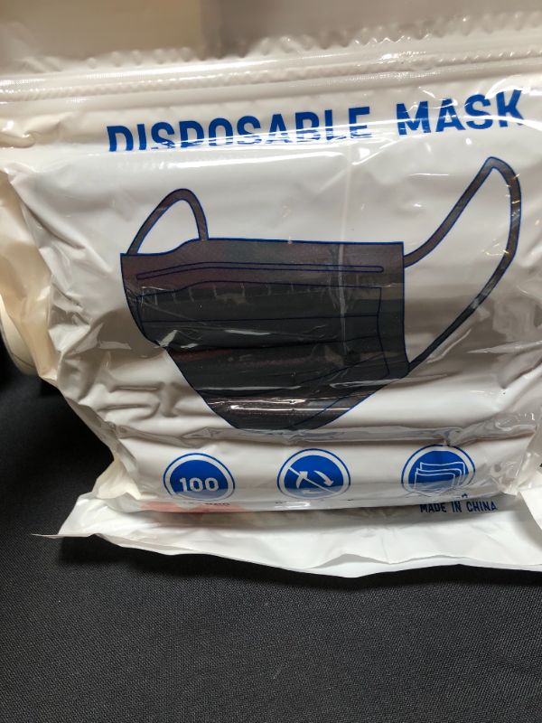 Photo 3 of Black Disposable Face Mask 100 Pcs Black Face Masks 3 Ply Protection Masks 2 count