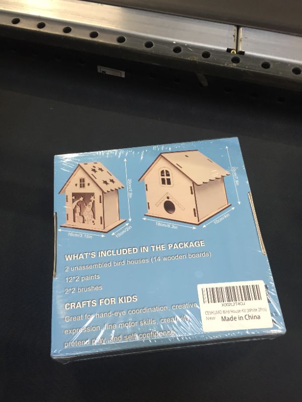 Photo 2 of CESHUMD DIY Bird House Kit for Kids, 2-Pack Bird House Kit with 12 Colors Paints & 2 Brushes,Wooden Handmade Arts for Girls Boys Age 3-12 Home Activities Decoration. (factory sealed)