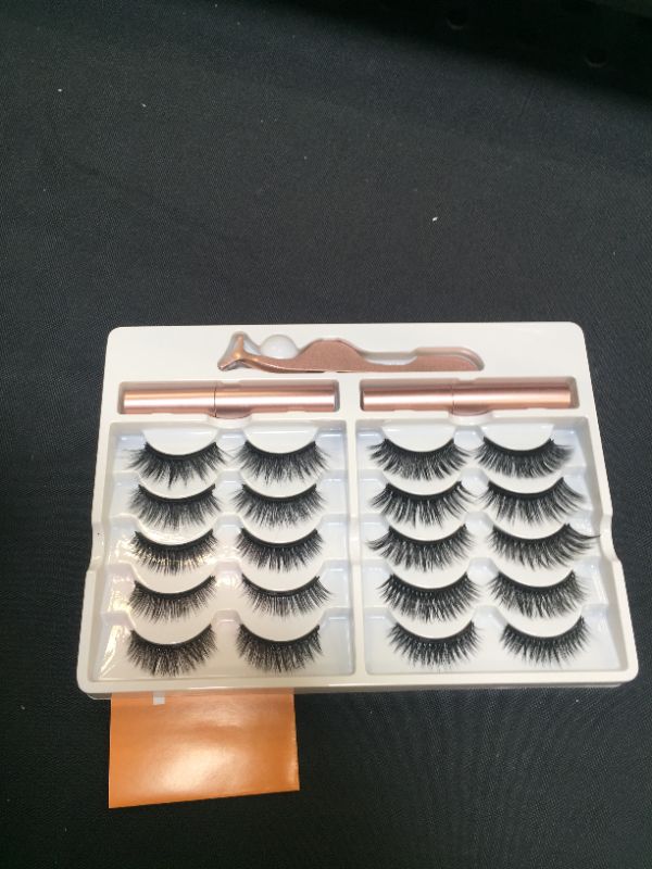 Photo 3 of 10 Pairs of Reusable 3D & 5D False Eyelashes, 2 Waterproof Magnetic Liquid Eyeliners, Natural-Looking Make up Eyelash Extension Magnetic Eyelashes Kit, With Tweezers (no glue needed)