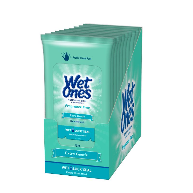 Photo 1 of (10 Pk) Wet Ones Sensitive Skin Hand Wipes Travel Pack, 20 Ct
