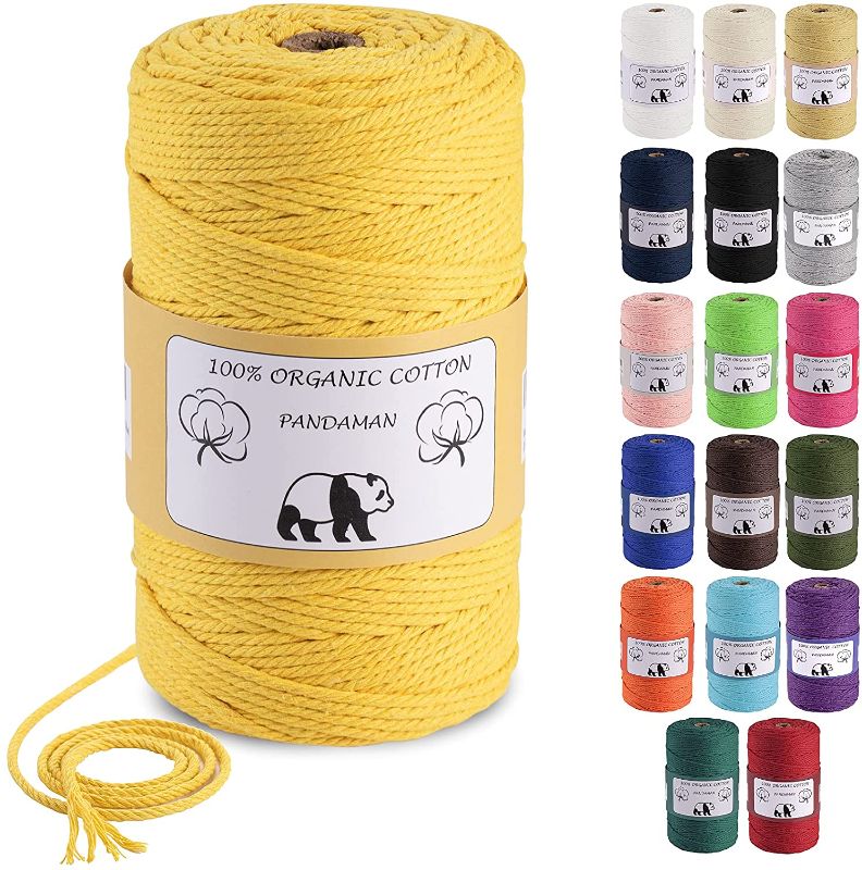 Photo 1 of 
Macrame Cord 3mm, PANDAMAN 220 Yards (About 200m) Natural Cotton Soft Macrame Rope for Handmade Plant Hanger Wall Hanging Craft Making Bohemia Dream Catcher DIY Craft Knitting, Yellow
