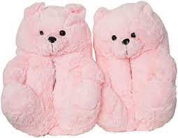 Photo 1 of YUESAI TEDDY BEAR SLIPPERS, Pink Toddlers