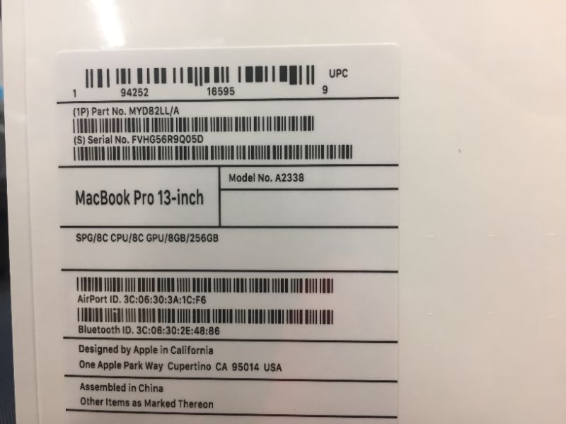 Photo 6 of 2020 Apple MacBook Pro with Apple M1 Chip (13-inch, 8GB RAM, 256GB SSD Storage) - Space Gray