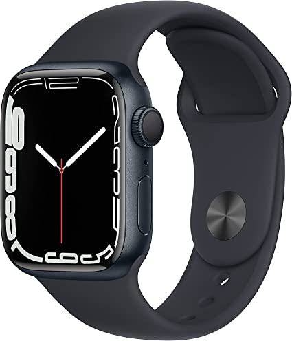 Photo 1 of Apple Watch Series 7 [GPS 41mm] Smart Watch w/ Midnight Aluminum Case with Midnight Sport Band. Fitness Tracker, Blood Oxygen & ECG Apps, Always-On Retina Display, Water Resistant