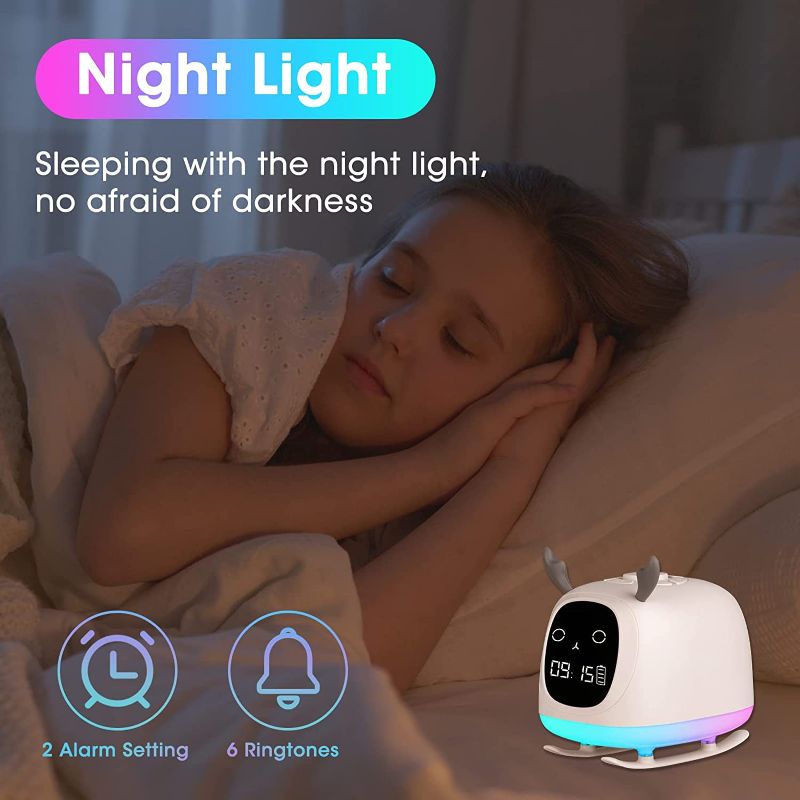Photo 1 of Alarm Clocks for Kids Bedroom - Fotgear Kids Alarm Clock with 8 Colorful Night Light, Bluetooth Speaker, Snooze Function, Dual Alarms, Rechargeable Clocks for Kids Teens Girls Boys Toddler Bedrooms
