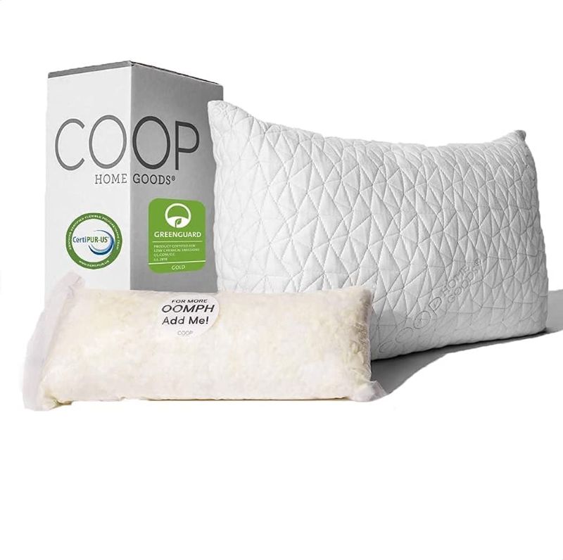 Photo 1 of Coop Home Goods Original Loft Pillow Queen Size Bed Pillows for Sleeping - Adjustable Cross Cut Memory Foam Pillows - Washable White Cover from Viscose Rayon - CertiPUR-US/GREENGUARD Gold Certified
DAMAGED PACKAGING
