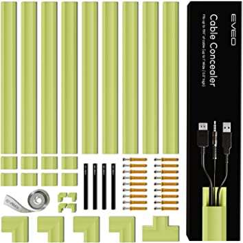 Photo 1 of 153” Cable Concealer - Cord Cover Wall - Paintable Cord Hider , Wire hiders for TV on Wall - Cable Management Cord Hider Wall Including Connectors & Adhesive Strips Cable Raceway- Lime Green
