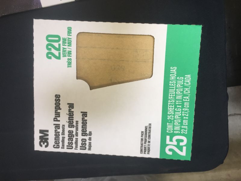 Photo 2 of 3M Pro-Pak 051144-99401 Coated Abrasive Sheet, 11 in L x 9 in W, 220 Grit, Very Fine Grade, Aluminum Oxide Abrasive
