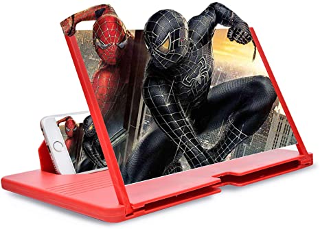 Photo 1 of 12 inch Phone Screen Magnifier Red Best Thin Foldable 3D Mobile Phone Magnifying Screen for Cell Phone Stand for Movie Screen Amplifier Compatible All Smartphon Gift for Men
