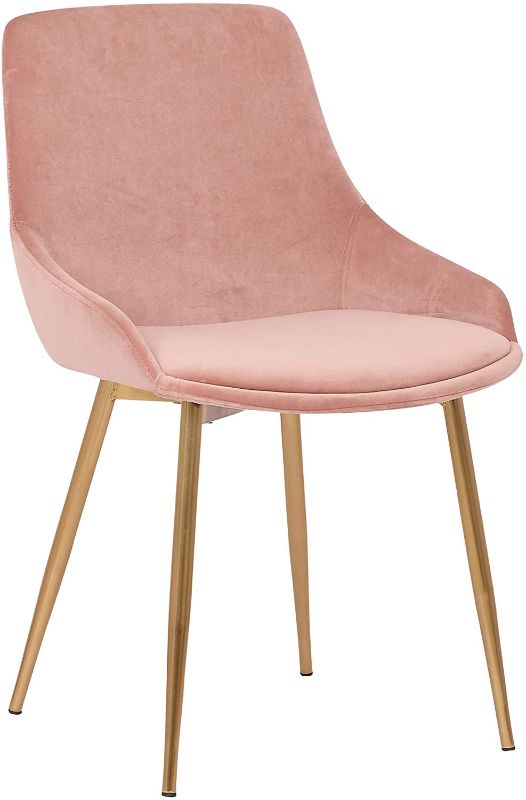 Photo 1 of Armen Living Heidi Contemporary Fabric Dining Room Accent Chair, 18.5" Height, Blush
