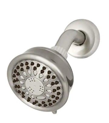 Photo 1 of 5-Spray 3.8 in. Single Wall Mount Low Flow Fixed Shower Head in Brushed Nickel

