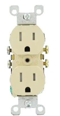 Photo 1 of 15 Amp Tamper Resistant Duplex Outlet, Ivory 10 PK