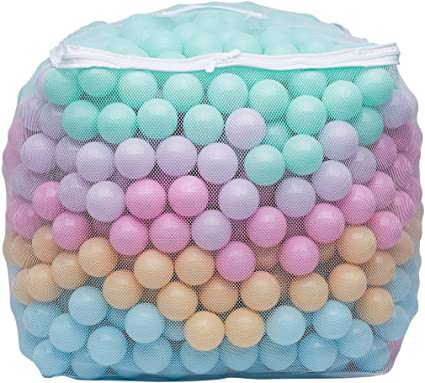 Photo 1 of Amazon Basics BPA Free Plastic Ball Pit Balls with Storage Bag, 1,000 ct (2.3” Diameter), Pastels
