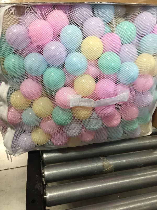 Photo 2 of Amazon Basics BPA Free Plastic Ball Pit Balls with Storage Bag, 1,000 ct (2.3” Diameter), Pastels
