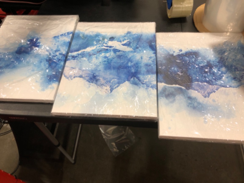 Photo 1 of Abstract Canvas Wall Art Living Room Canvas Wall Art Abstract Art Wall Decor Mountain Wall Decoration Blue Abstract Wall Art Bedroom Bathroom Picture Art Kitchen Wall Decoration 3 Pieces Set