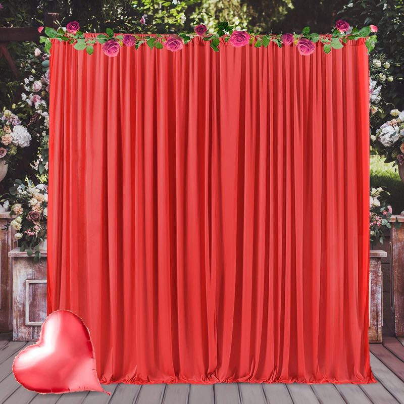 Photo 1 of 10ft x 7ft Red Backdrop Curtain for Parties Red Wrinkle Free Backdrop Drapes Panels for Wedding Baby Shower Birthday Photo Photography Christmas Polyester Fabric Background Decoration