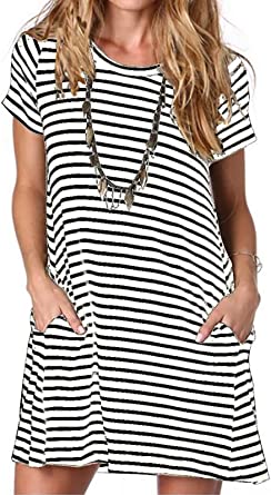 Photo 1 of Alaster Women’s Casual Summer T Shirt Dress Loose Short Sleeve Tunic Dress with Pocket for Women, Large