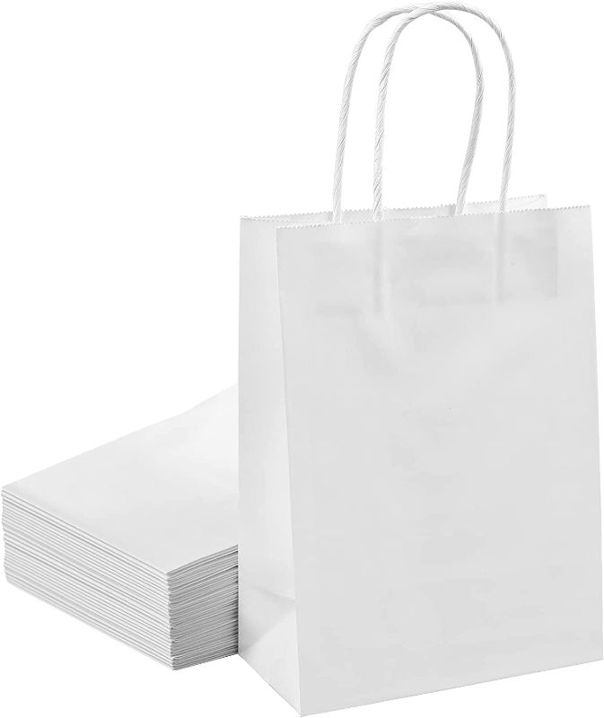 Photo 1 of 16 Pieces Gift Bags, 6x3.1x8.2" White Paper Bags Small Gift Bags, Gift Bags Bulk, Kraft Paper Party Favor Bags, White Paper with Handles, Gift Bags