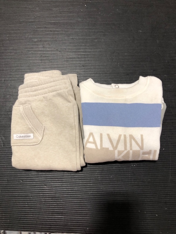 Photo 1 of Calvin Klein Baby Boys' 2 Pieces Jog Set, Marshmallow/Stone, 12 months