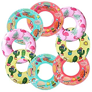 Photo 1 of 8 Pack Inflatable Toddler Floaties, Blow Up Pool Tubes for Kids, Infant Inner Tubes for Floating, Flamingo Swim Tube, Cactus Pool Ring Float, Beach Swimming Ring and Toys for Baby (B09RNB632B)
