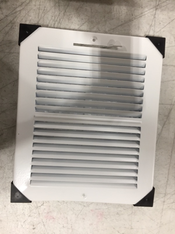 Photo 2 of 10"w X 8"h 2-Way-Flat Stamped Steel - Vent Cover - Grille Register - Sidewall or Ceiling - High Airflow - White [Outer Dimensions: 11.75"w X 9.75"h]