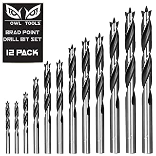 Photo 1 of OWL TOOLS Brad Point Wood Drill Bit Set (12 Pack with Storage Case) Carpenters Quality - Drill Splinter-Free Perfectly Round Holes in All Types of Wood (B095L2MV1L)
