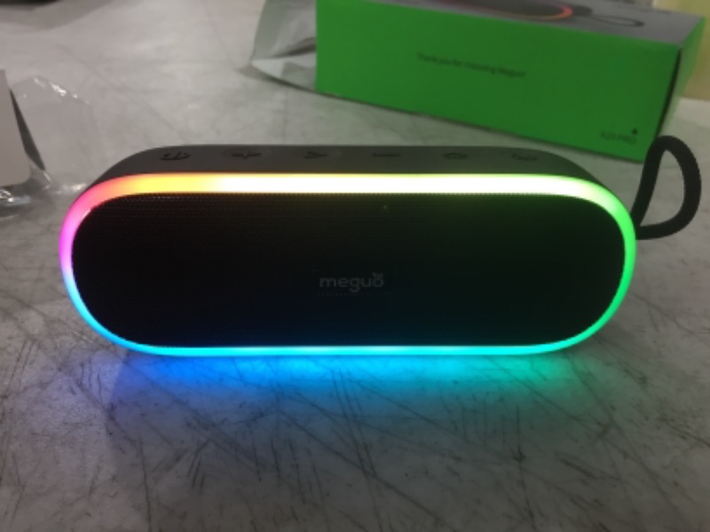 Photo 2 of MEGUO Portable Bluetooth Speaker,Wireless Speakers with 20W Loud Stereo Sound & Bass+,IPX7 Waterproof,LED Light,24H Playtime,TWS for Outdoor Travel,Home Party,Pool,Beach,Hiking, Camping
