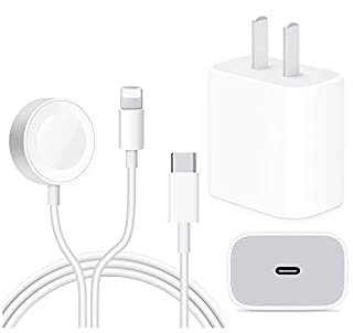 Photo 1 of USB C Charger. 20W Fast 2 in 1 Charging Station Cable (5FT) for Apple Watch 7 6 5 4 3 and for All iPhone 13/12/12 Mini/12Pro/12 Pro Max/11/11Pro/11 Pro (B093WX8LHX)
