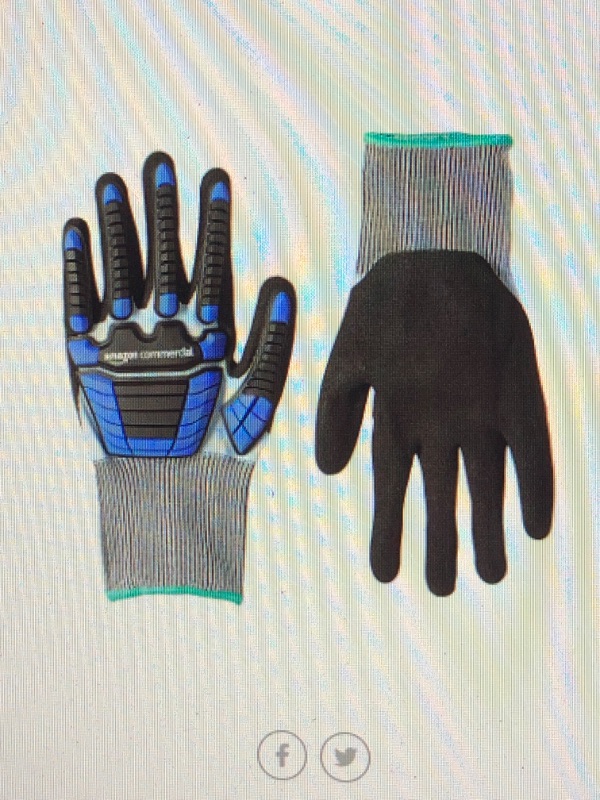 Photo 1 of AmazonCommercial 18G Goldsilk & Sandy Nitrile Gloves with Impact Protection on Back (Blue/Black), Size M, 1-Pair
