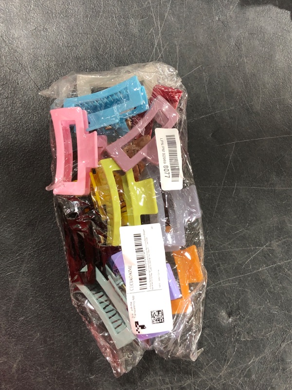 Photo 2 of 15 Pack Solid Color Rectangular Hair Clips, Elegant Barrettes for All Hair Types for Women, Non-Slip Jaw Clips
