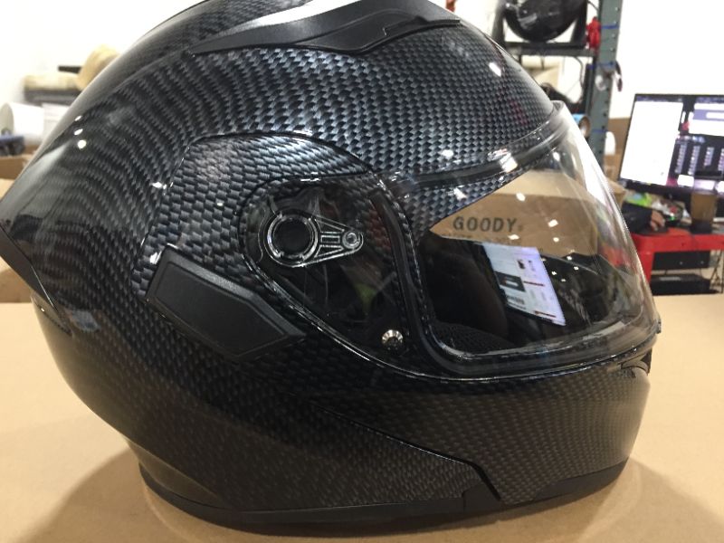 Photo 1 of GENUINE CARBON FIBER MOTORCYCLE STREET BIKE FULL FACE HELMET BLACK HB-89 [Size M]