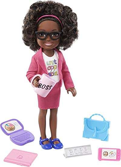 Photo 1 of Barbie Chelsea Can Be Playset with Brunette Chelsea Boss Doll (6-in/15.24-cm) Briefcase Computer Cell Phone Planner Mug Desk Plate 